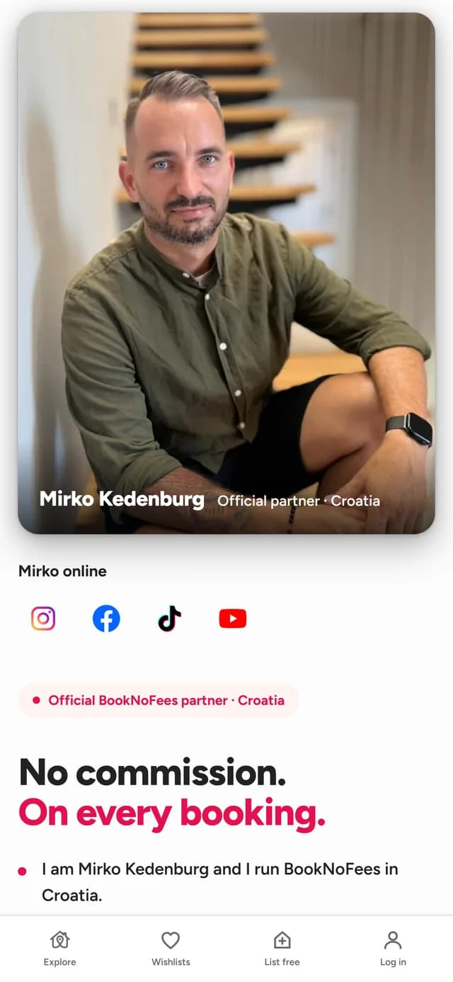 Stránka partnera v aplikácii BookNoFees