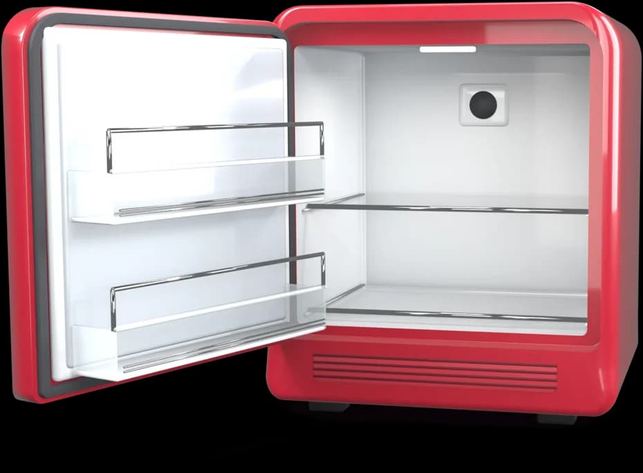 Minibar BookNoFees: otvorený a prázdny, pripravený na naplnenie