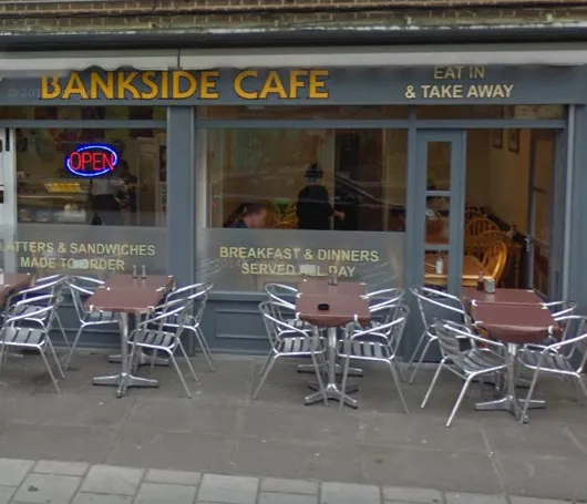 BookNoFees: Kaviareň – Bankside Cafe – London – Bankside Cafe, fotka 1