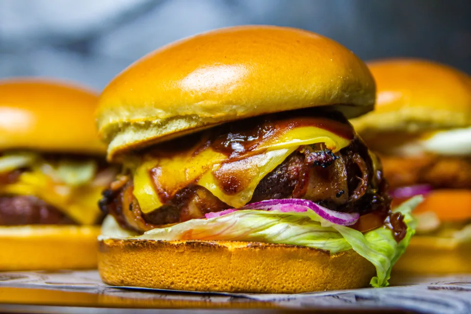 BookNoFees: Ukážková fotografia: Cheeseburger so šalátom a paradajkou